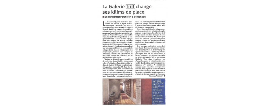 La galerie Triff change ses kilims de place