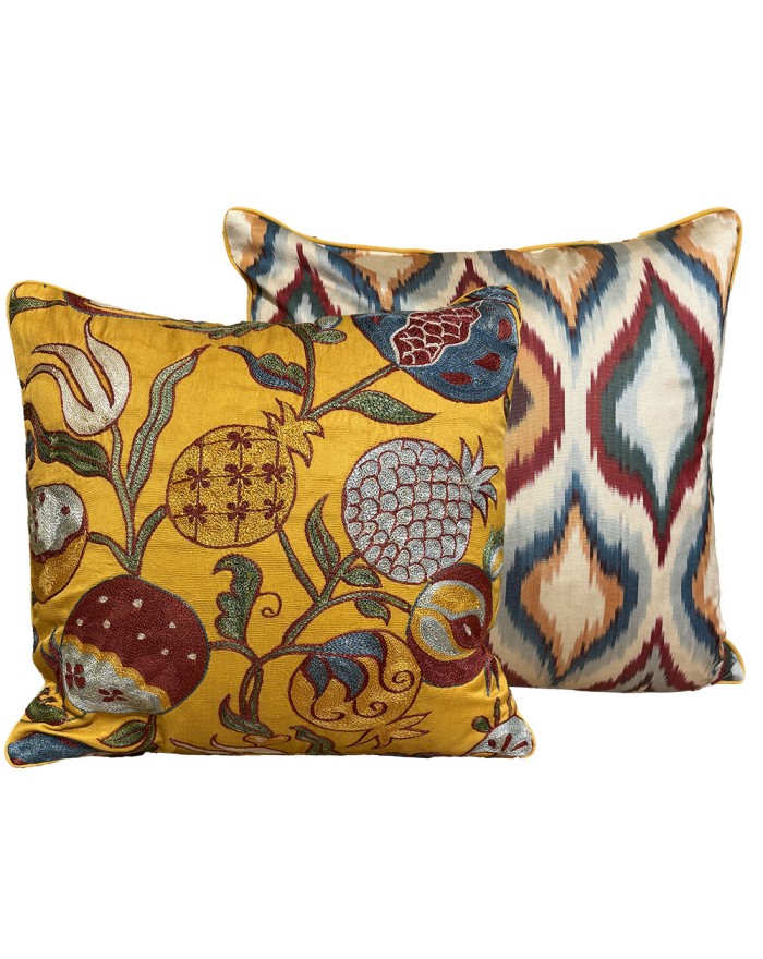 Suzani and ikat cushion