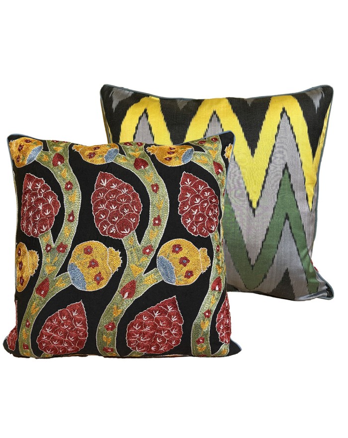 coussin suzani et ikat
