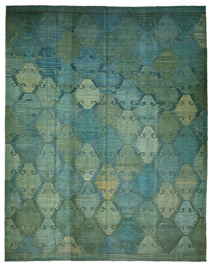très grand tapis bleu vert de qualité paris