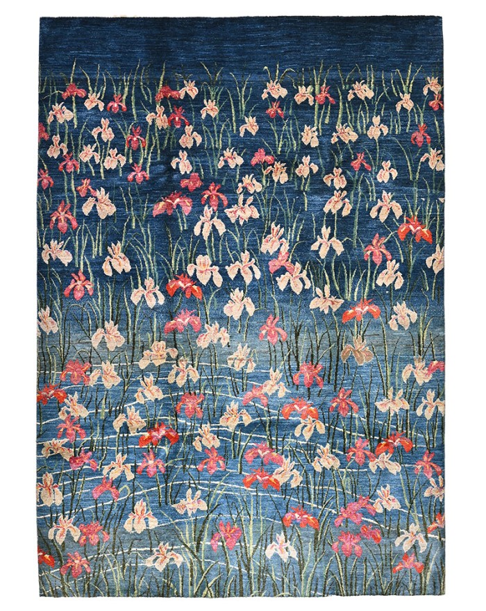 Grand tapis bleu paris fait main