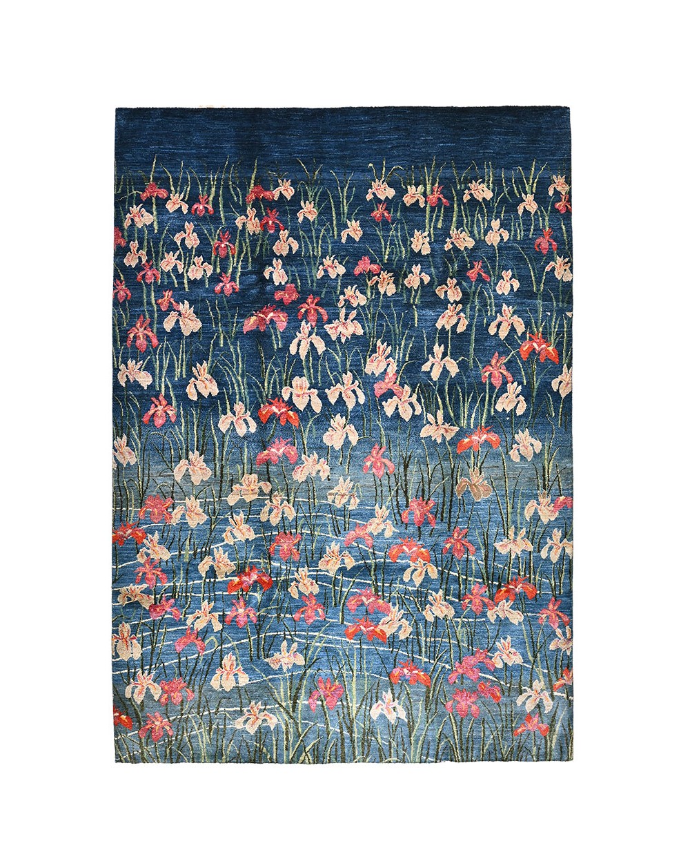 Grand tapis bleu paris fait main