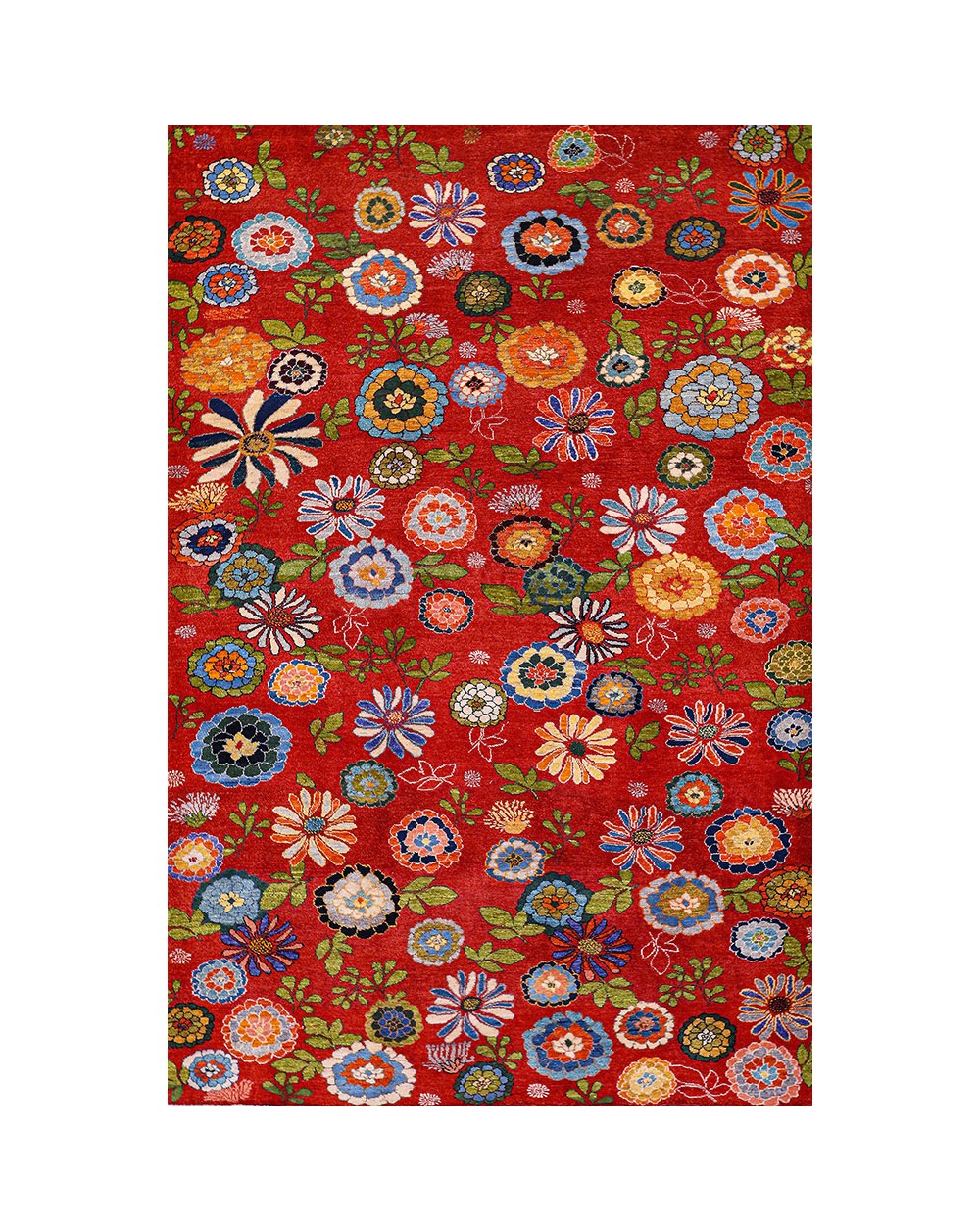 Red bouquet - Hand-knotted rug