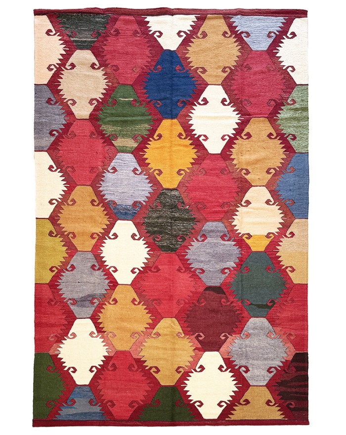 grand tapis kilim coloré