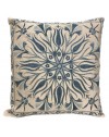 Coussin brodé bleu et blanc