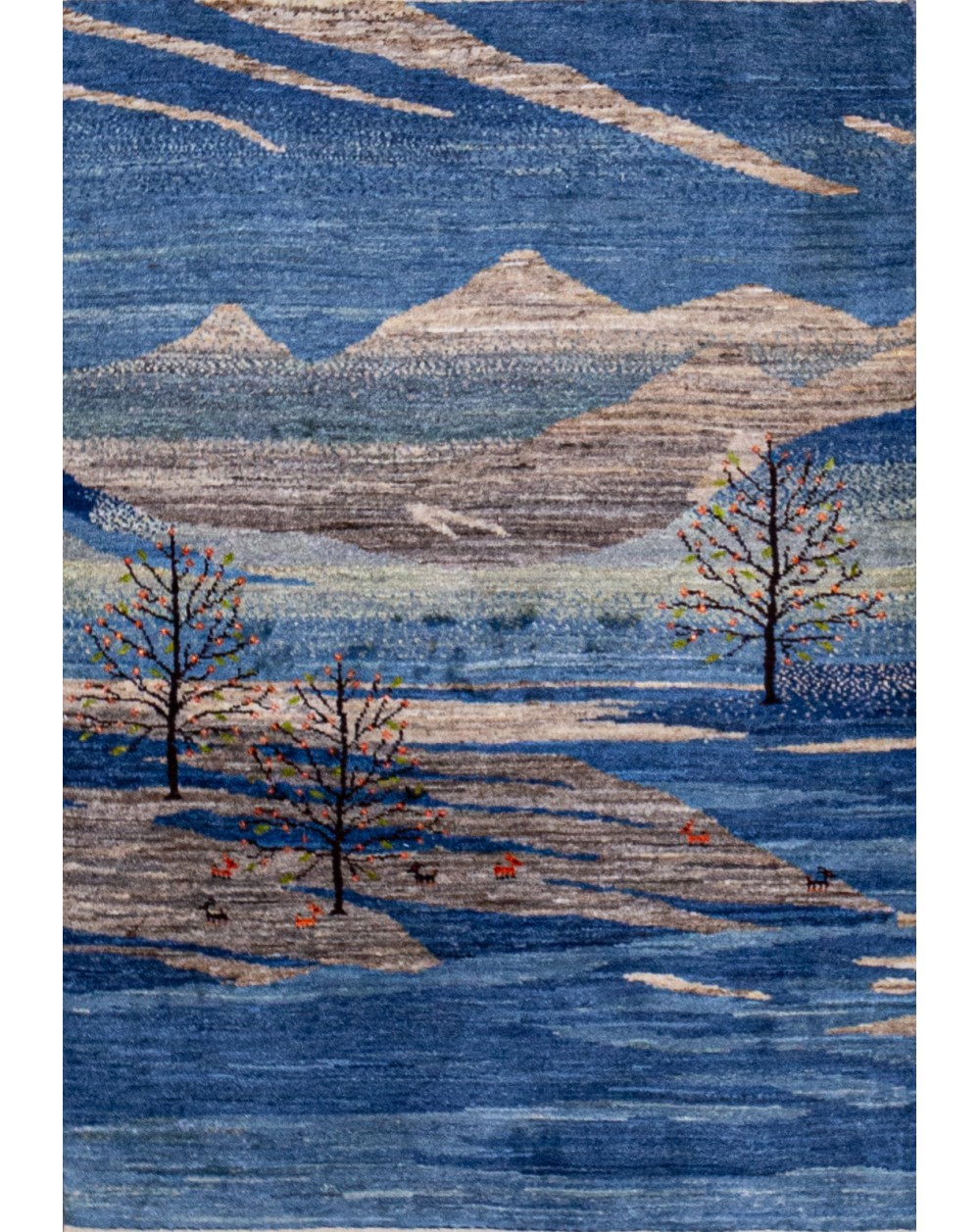 hand-knotted rug with landscape