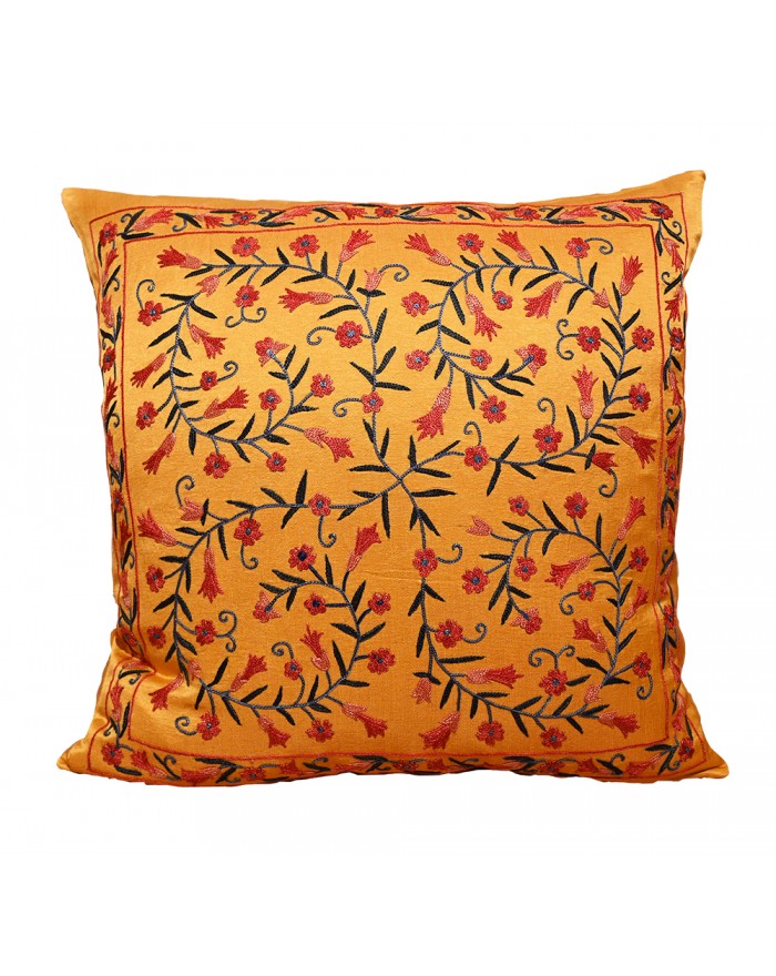 embroided cushion white and blue