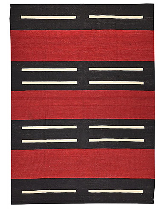 Black and red contemporary flatweave