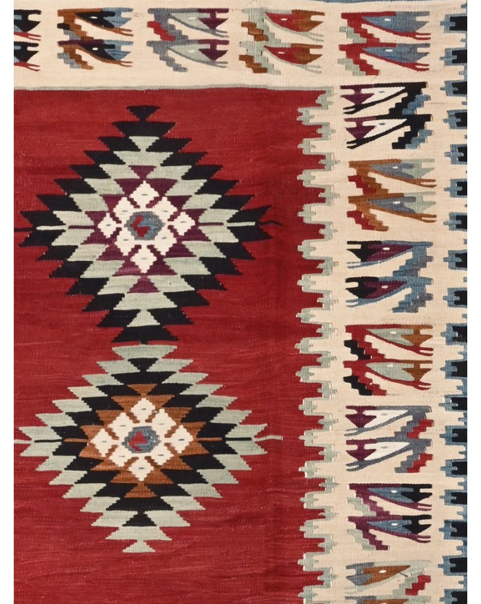 Kilim neuf - Zig-zag Bleu