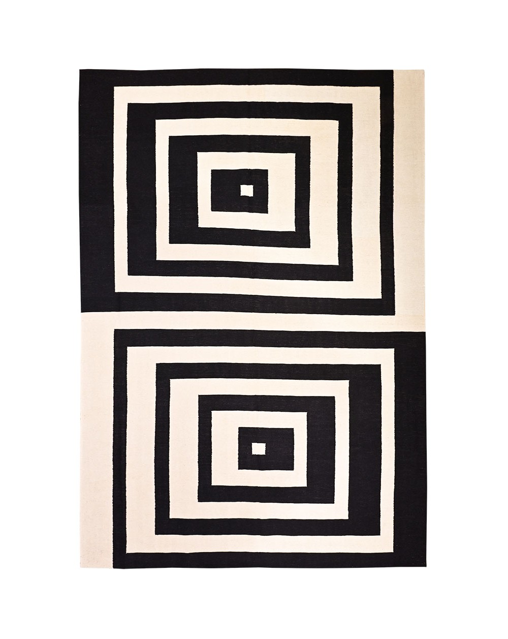 grand tapis graphique noir et blanc
