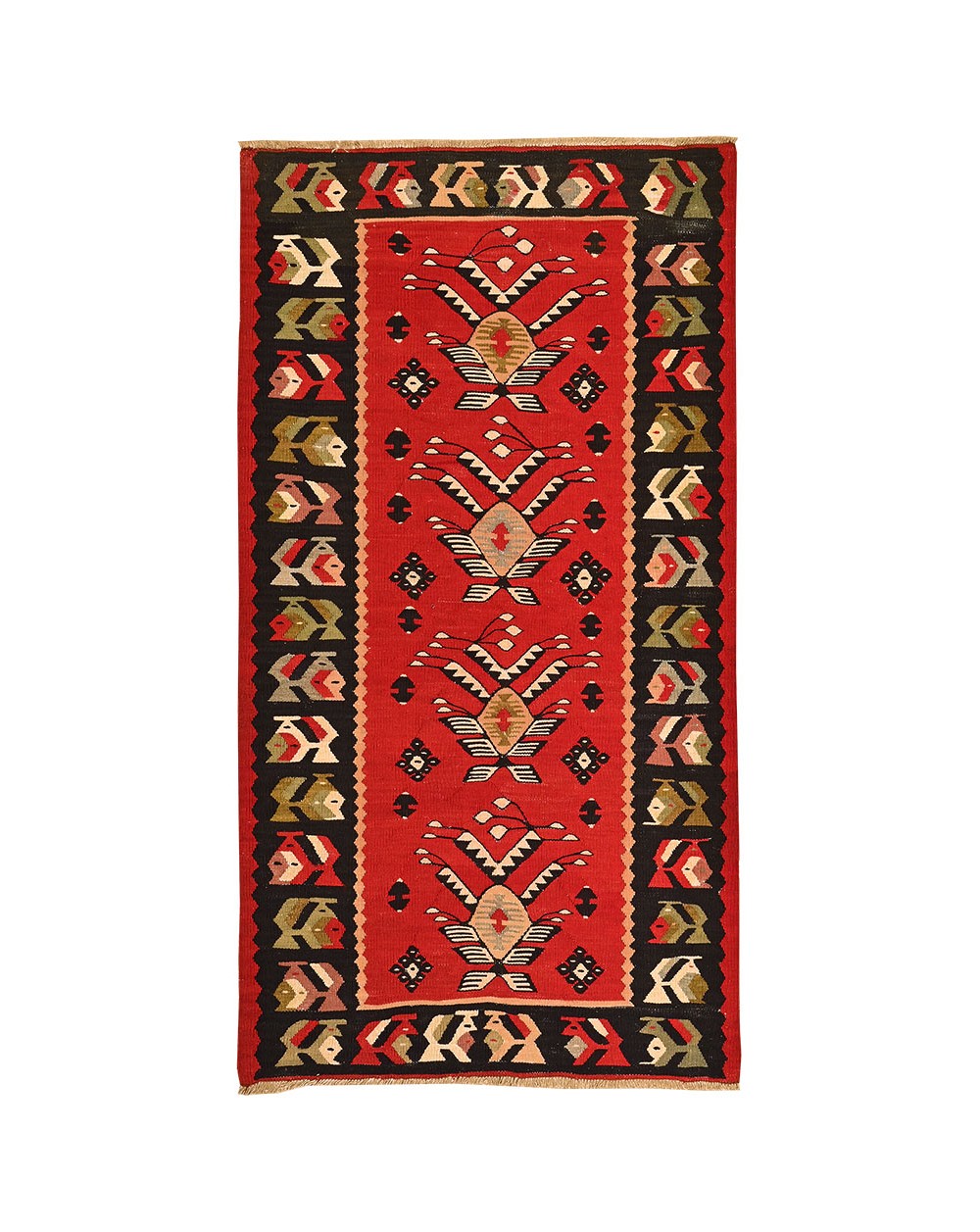 Small red Pirot kilim rug